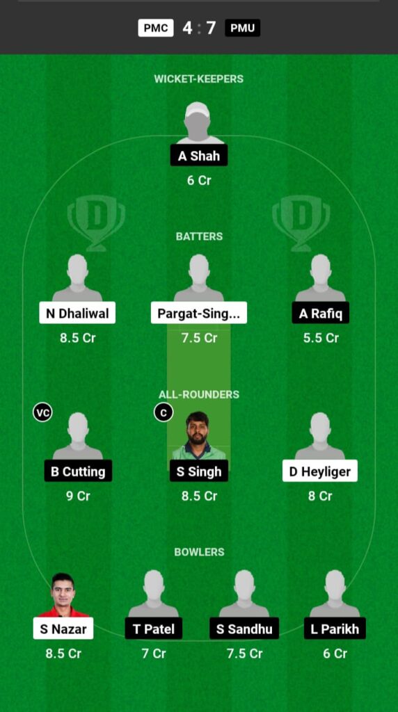 PMC vs PMU Dream11