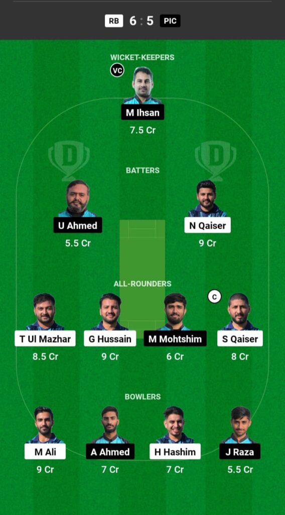 RB vs PIC Dream11