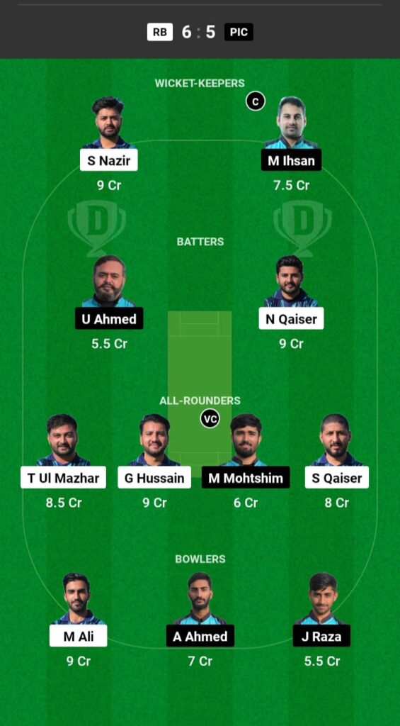 RB vs PIC Dream11