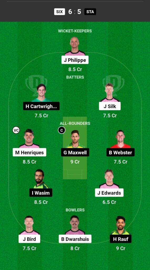 SIX vs STA Dream11