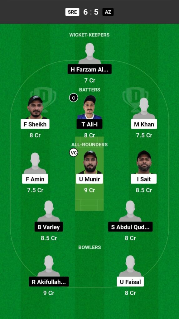 SRE vs AZ Dream11