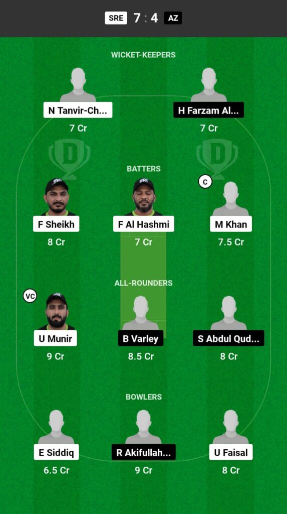 SRE vs AZ Dream11