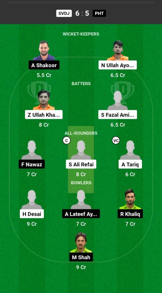 SVDJ vs PHT Dream11