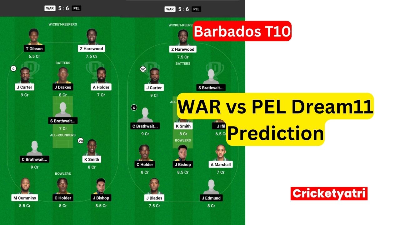 WAR vs PEL Dream11