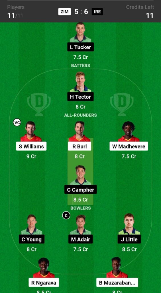 ZIM vs IRE Dream11