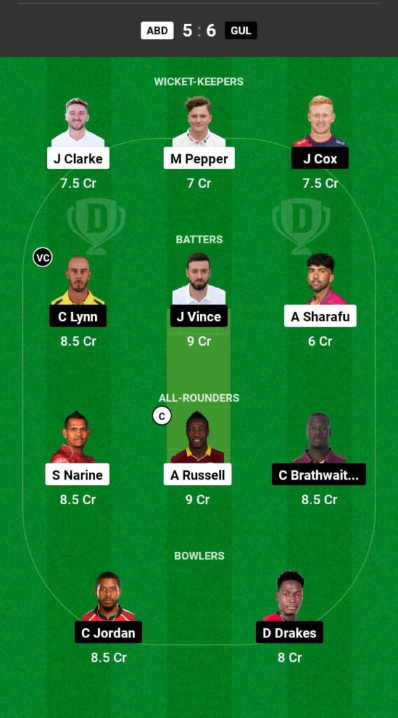 ABD vs GUL Dream11