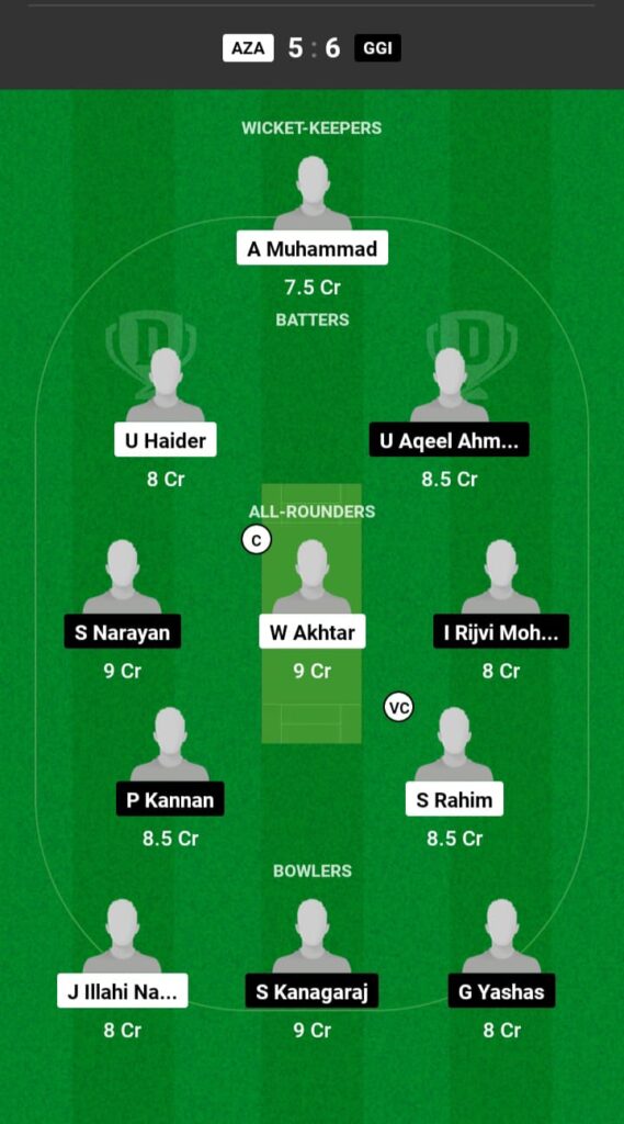 AZA vs GGI Dream11