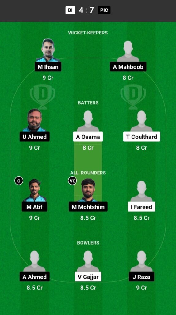 BI vs PIC Dream11