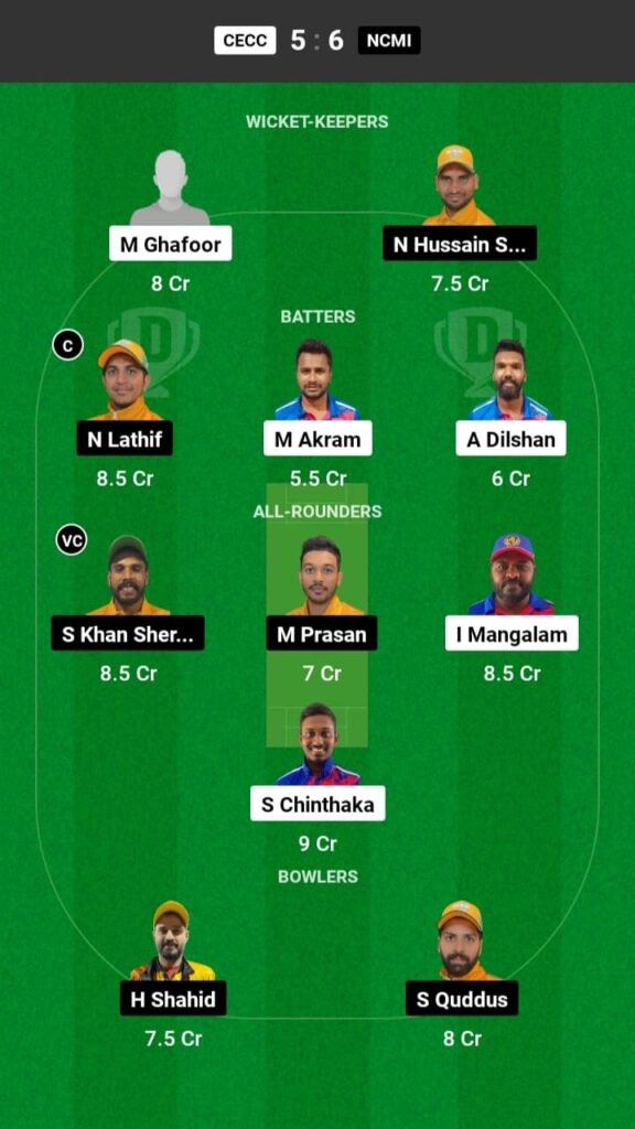 CECC vs NCMI Dream11