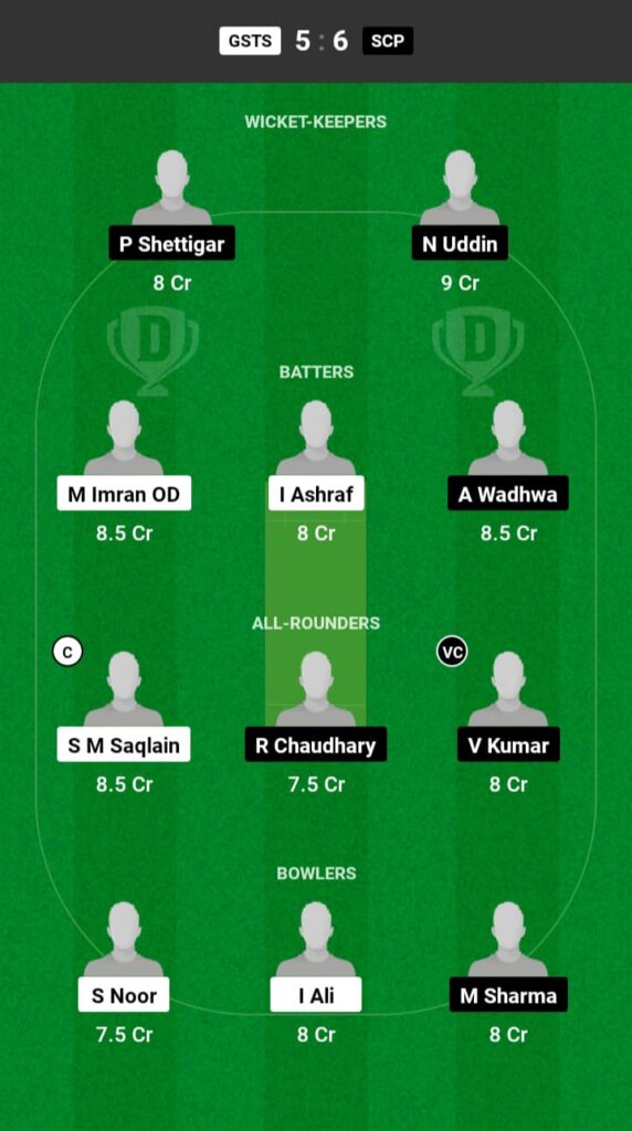 GSTS vs SCP Dream11