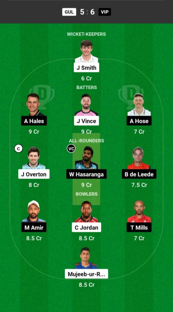 GUL vs VIP Dream11