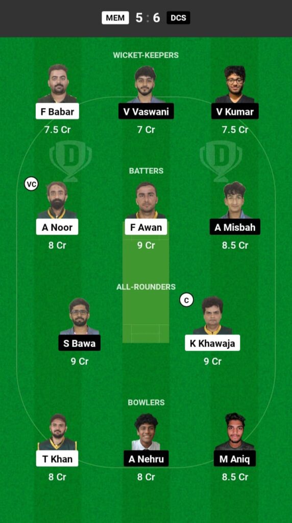 MEM vs DCS Dream11