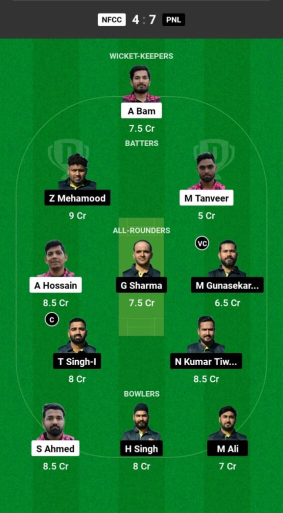 NFCC vs PNL Dream11 2