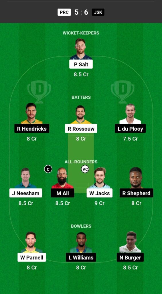 PRC vs JSK Dream11