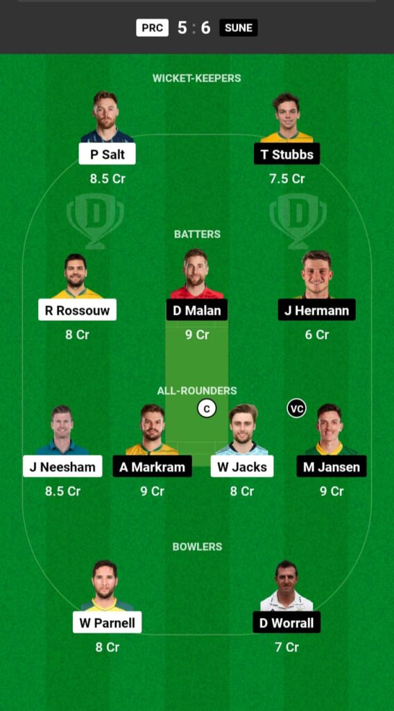 PRC vs SUNE Dream11