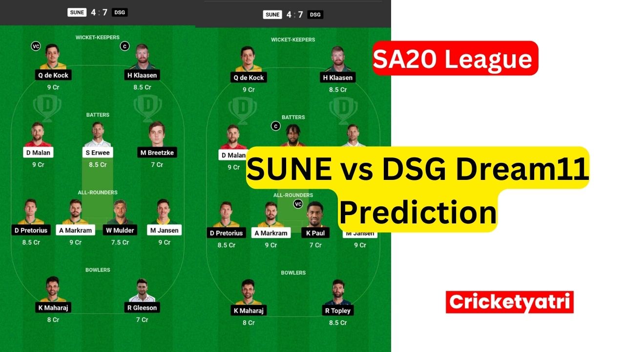 SUNE vs DSG Dream11