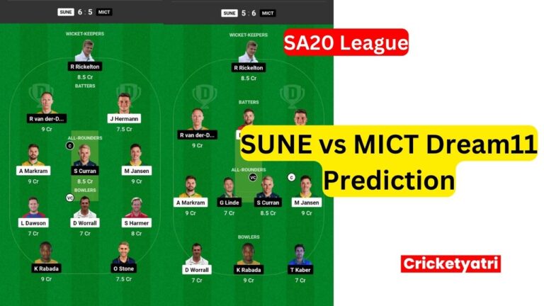 SUNE vs MICT Dream11