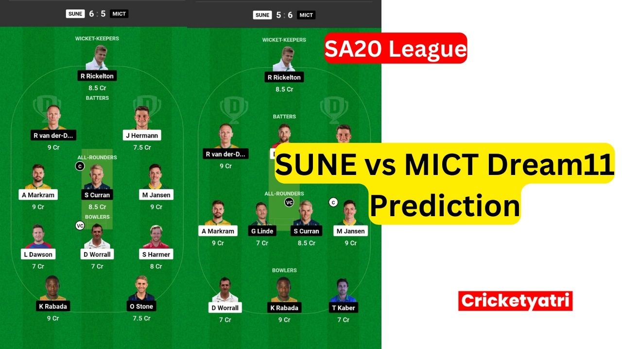 SUNE vs MICT Dream11