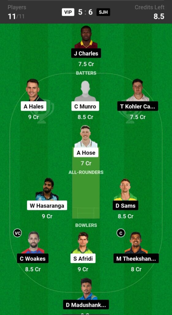 VIP vs SJH Dream11