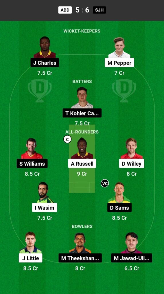 ABD vs SJH Dream11