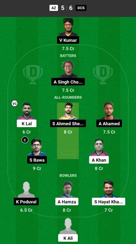 AZ vs DCS Dream11