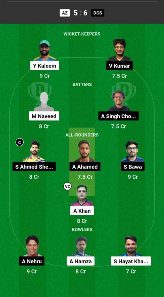 AZ vs DCS Dream11