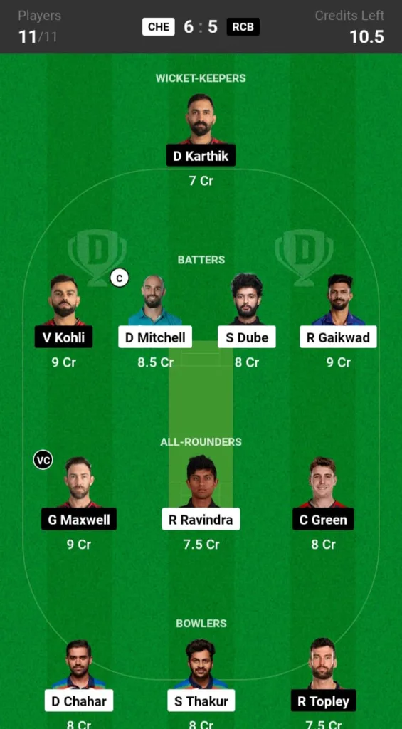 CSK vs RCB Dream11