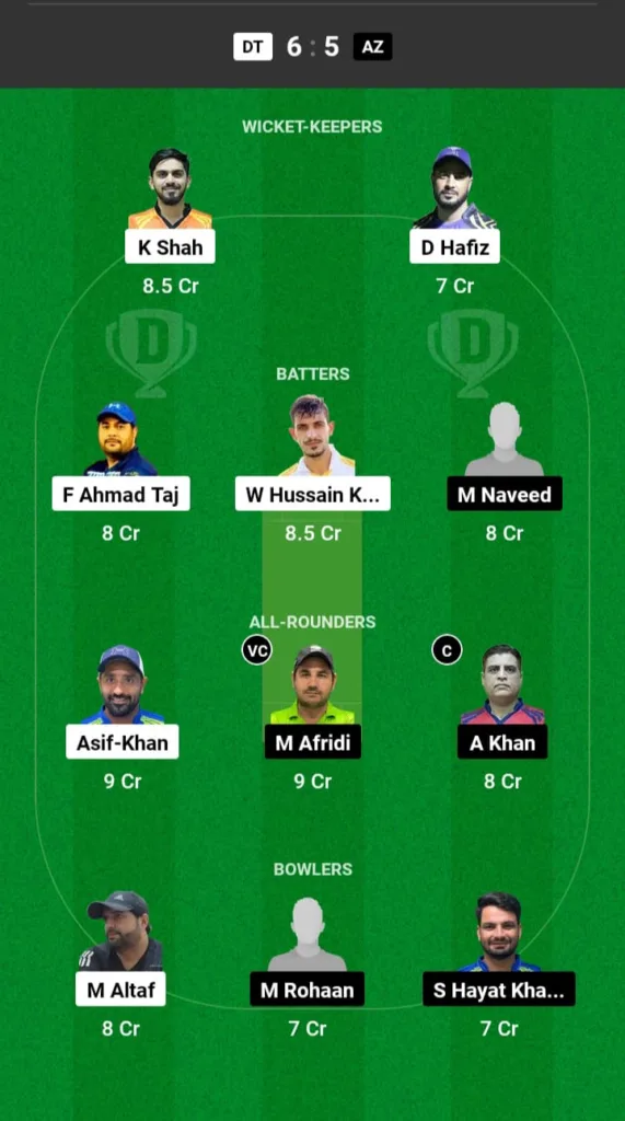 DT vs AZ Dream11