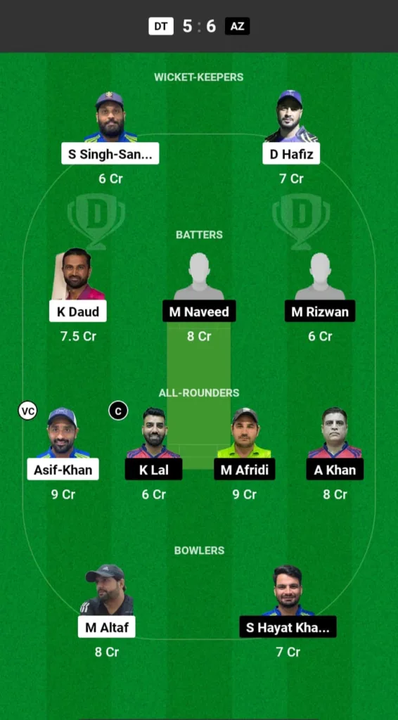 DT vs AZ Dream11