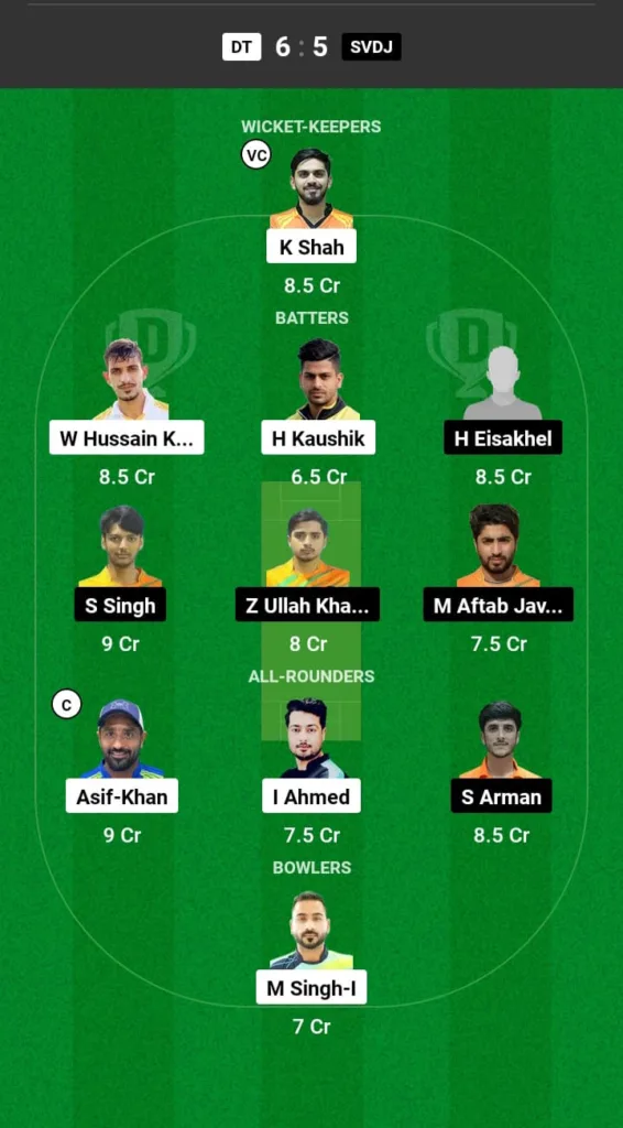 DT vs SVDJ Dream11