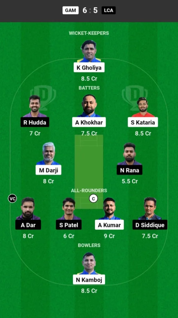 GAM vs LCA Dream11