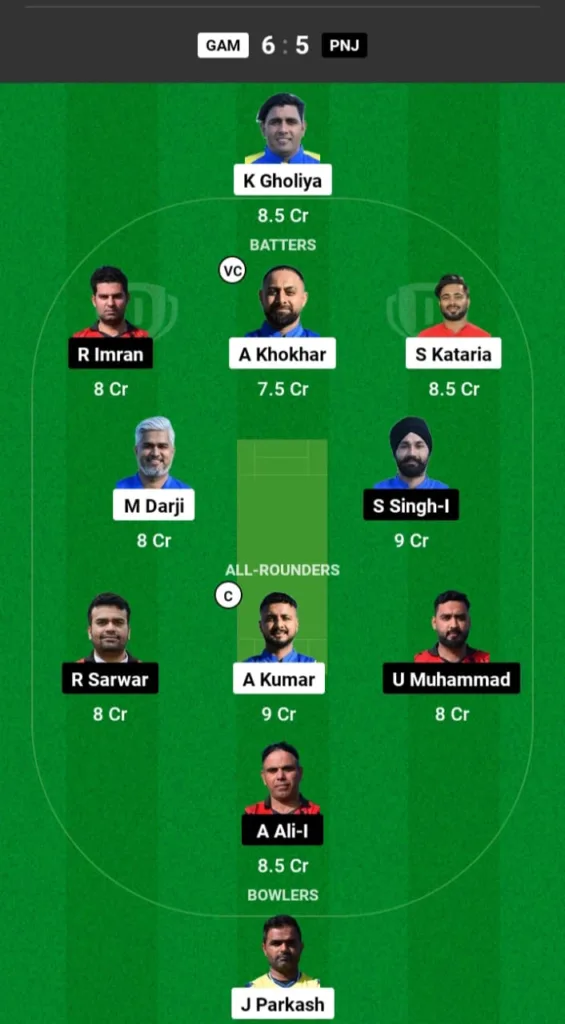 GAM vs PNJ Dream11