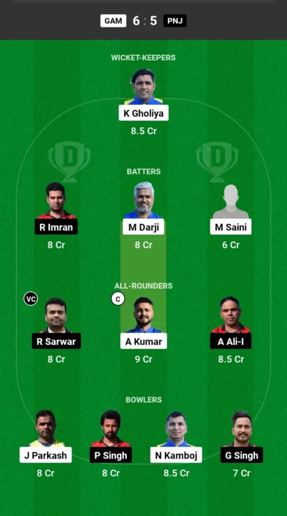 GAM vs PNJ Dream11