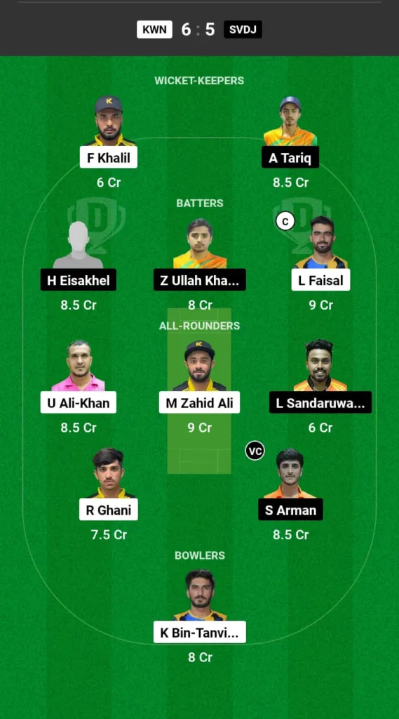 KWN vs SVDJ Dream11