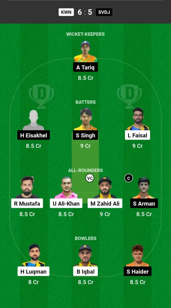 KWN vs SVDJ Dream11