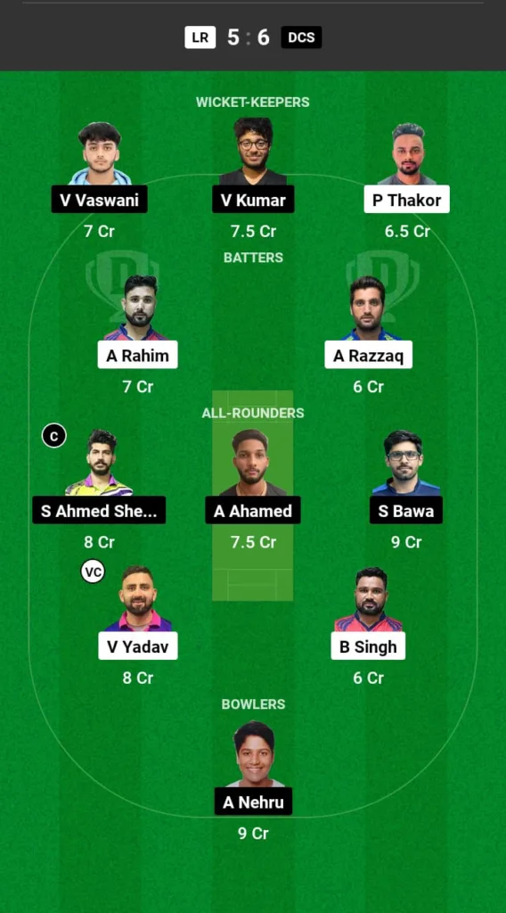 LR vs DCS Dream11