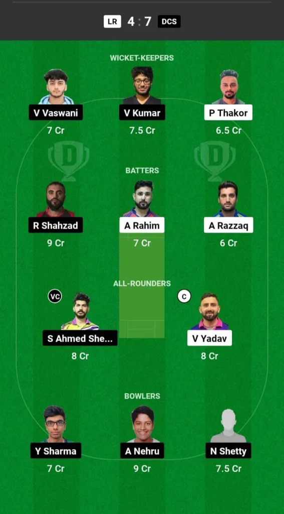 LR vs DCS Dream11