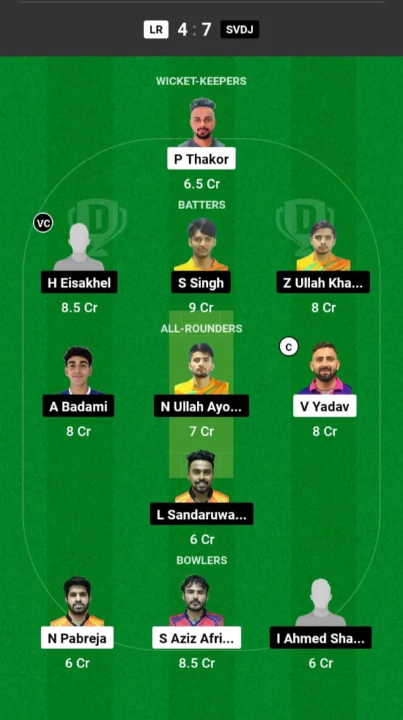 LR vs SVDJ Dream11