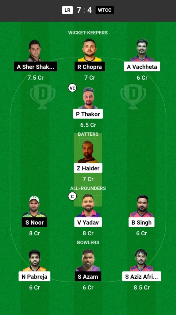 LR vs WTCC Dream11