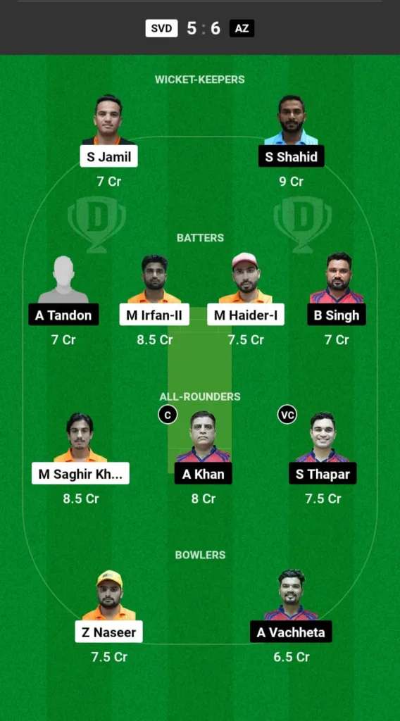 SVD vs AZ Dream11