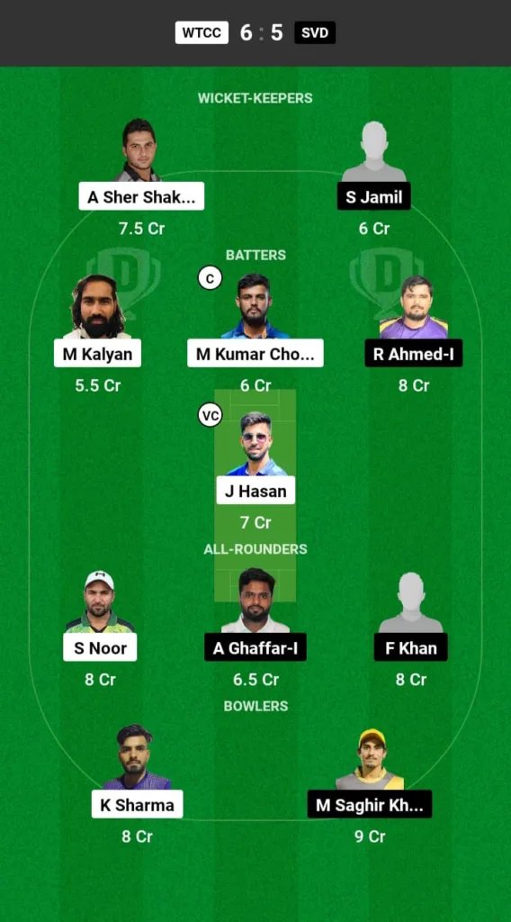 WTCC vs SVD Dream11