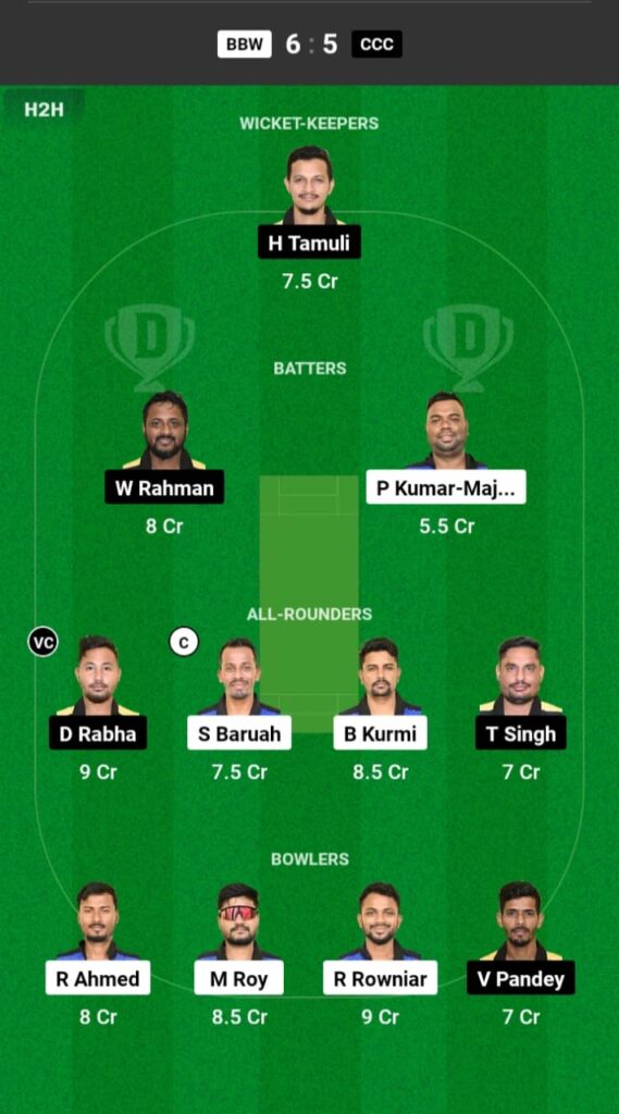 BBW vs CCC Dream11