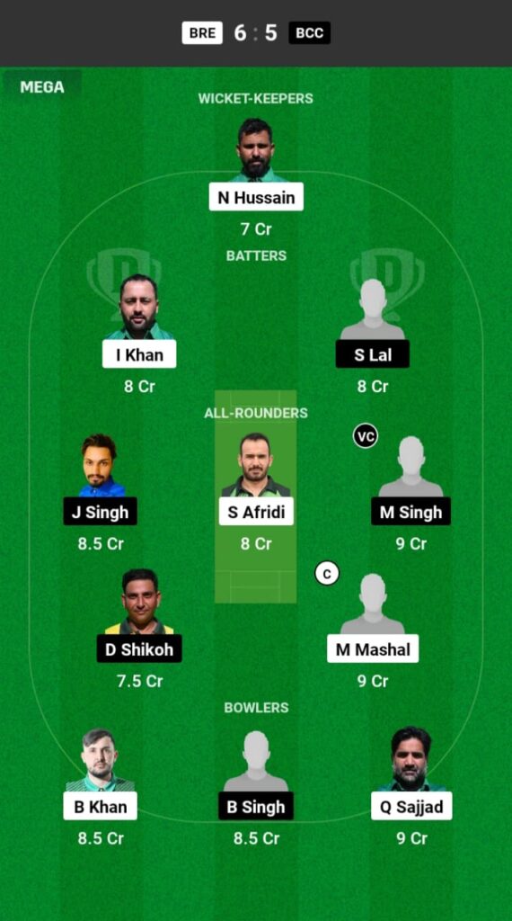 BER vs BCC Dream11