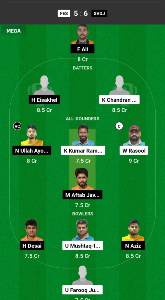 FES vs SVDJ Dream11