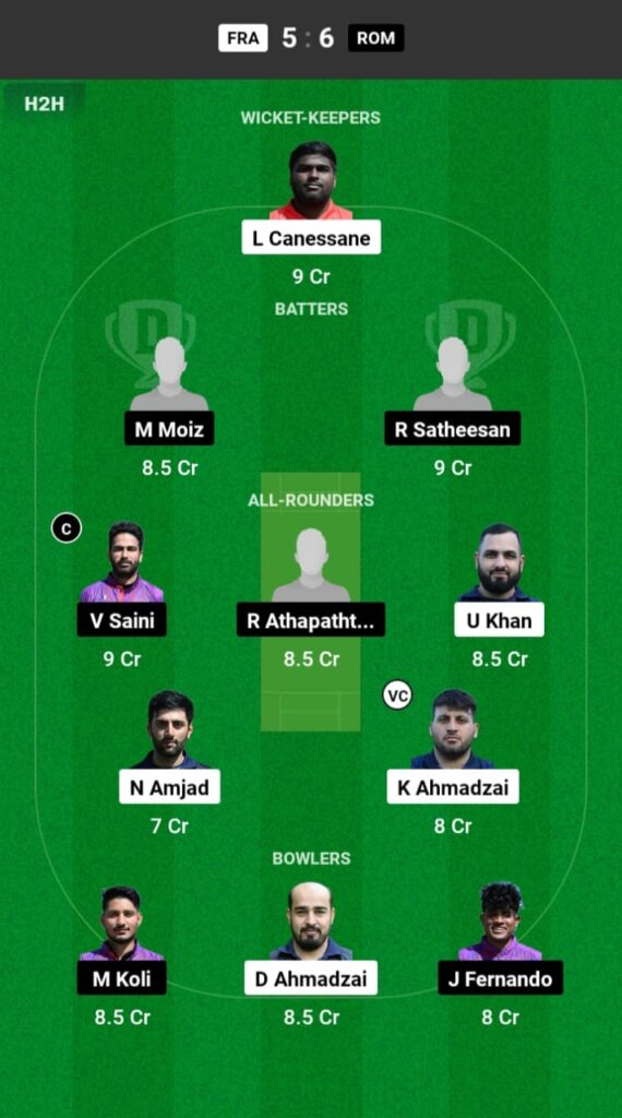 FRA vs ROM Dream11 