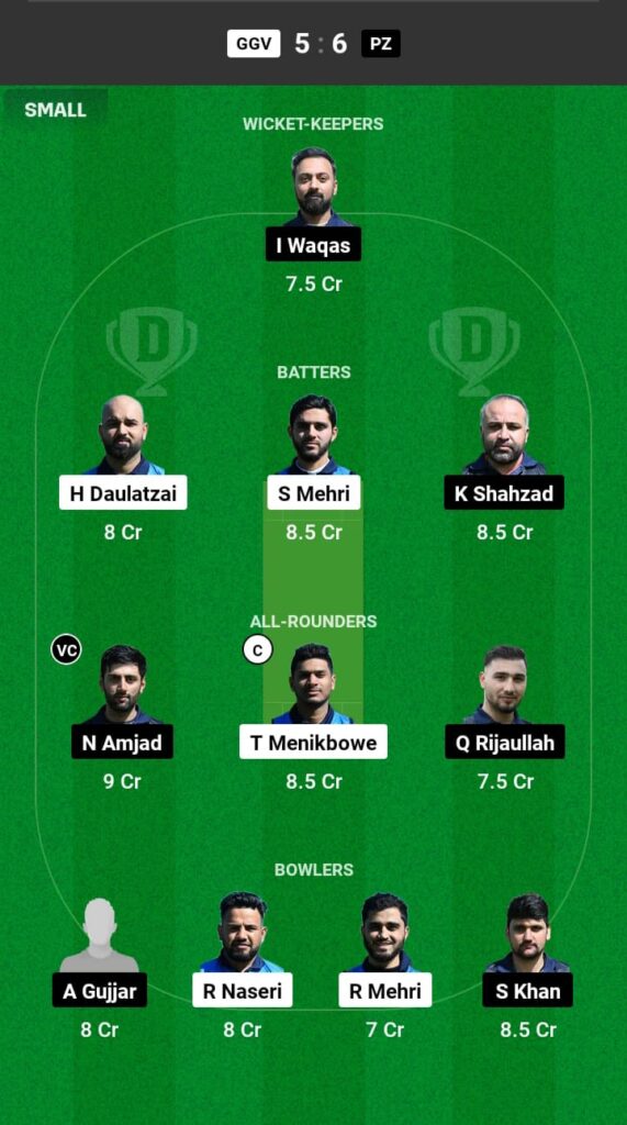 GGV vs PZ Dream11 