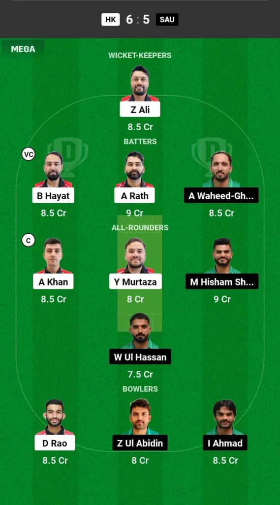 HK vs SAU Dream11