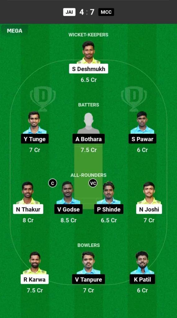 JAI vs MCC Dream11