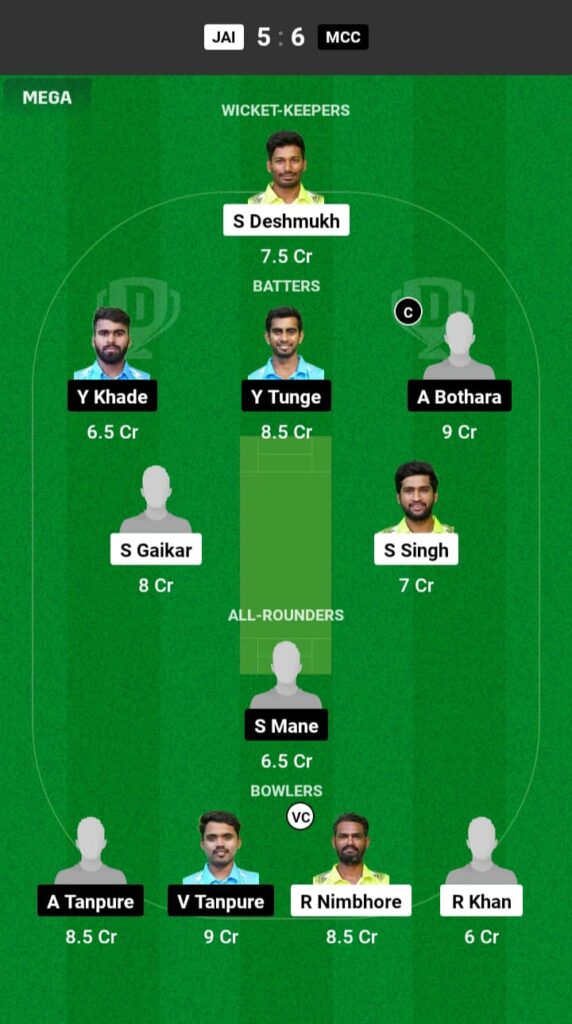 JAI vs MCC Dream11