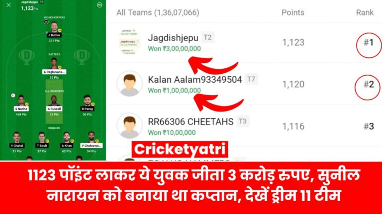 KKR vs RR Dream 11 Winner